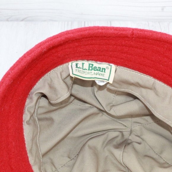 Vintage LL Bean Red Felt Wool Lined Bucket Hat Size L - Picture 7 of 9